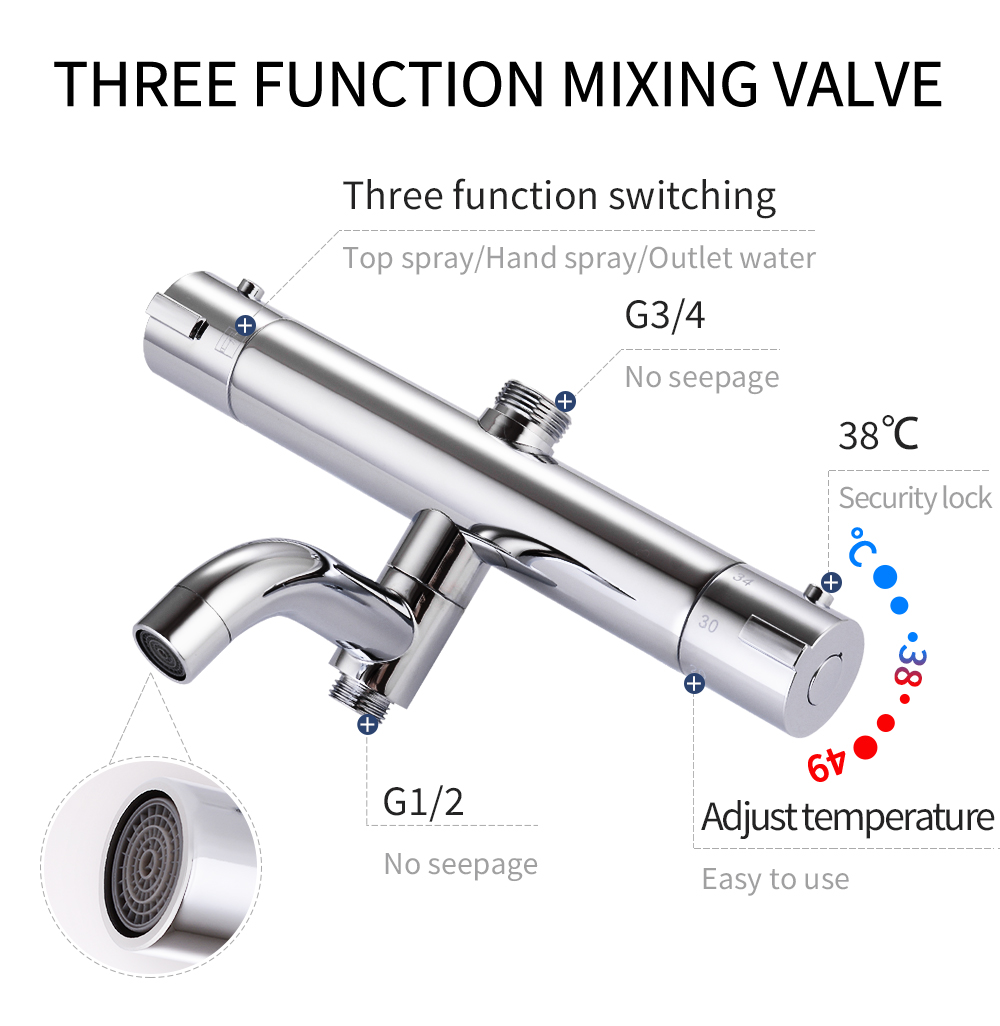 Bathroom Shower Mixer Brass Thermostatic Shower Faucet Water Mixer