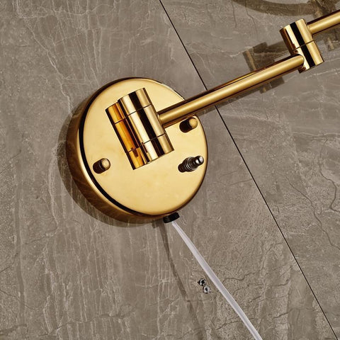 8" Luxury Golden Stainless Steel Wall Mount Illuminated Double Side Make Up Mirror