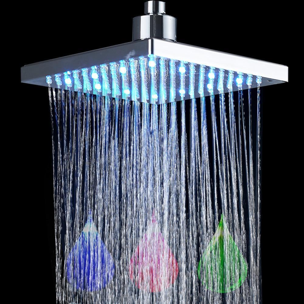 Rectangular LED Color Changing Shower Head
