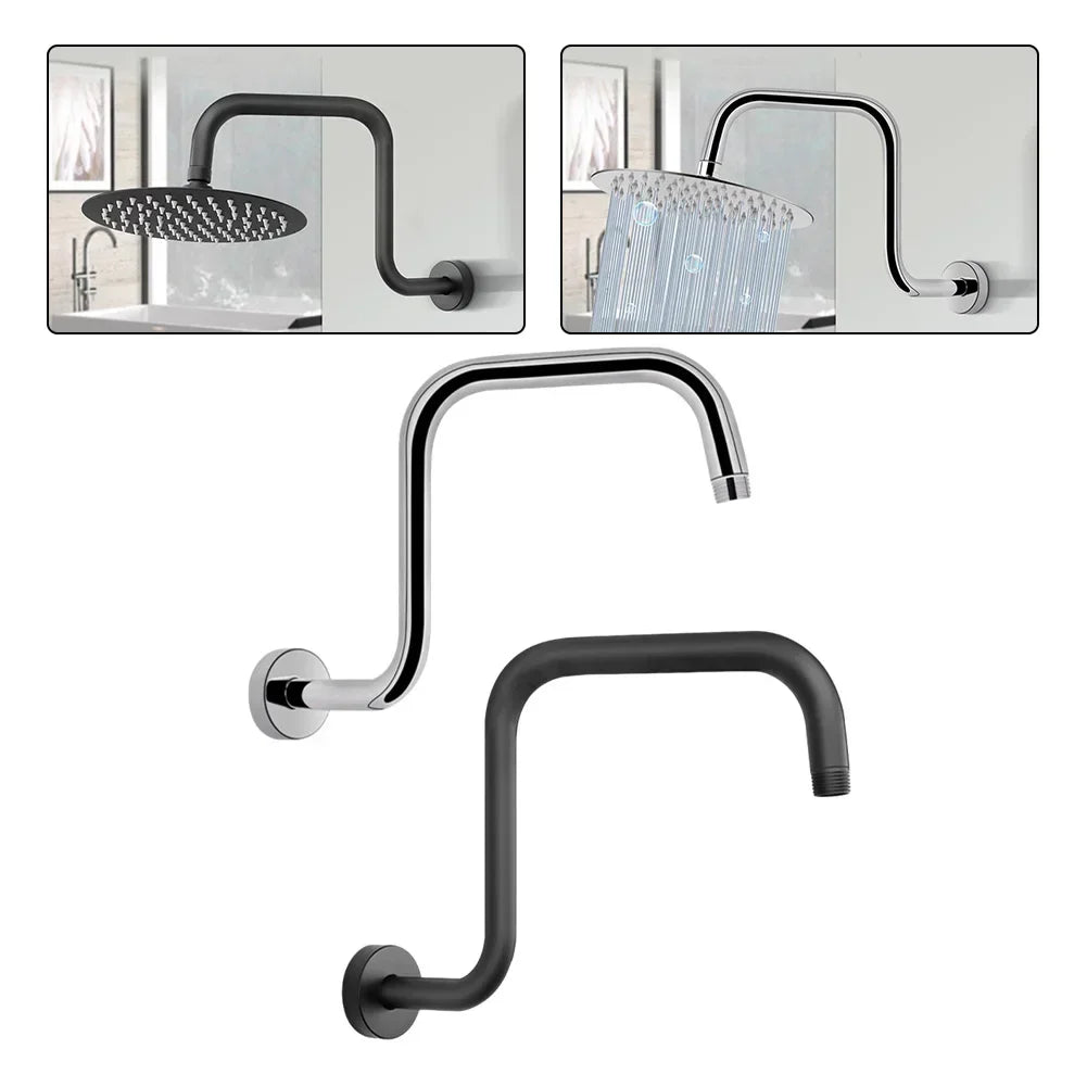 In-wall Shower Bracket With Flange Ceiling Mount Shower Head Extension-Shower Arm & Bar-Index Bath-Black-Index Bath