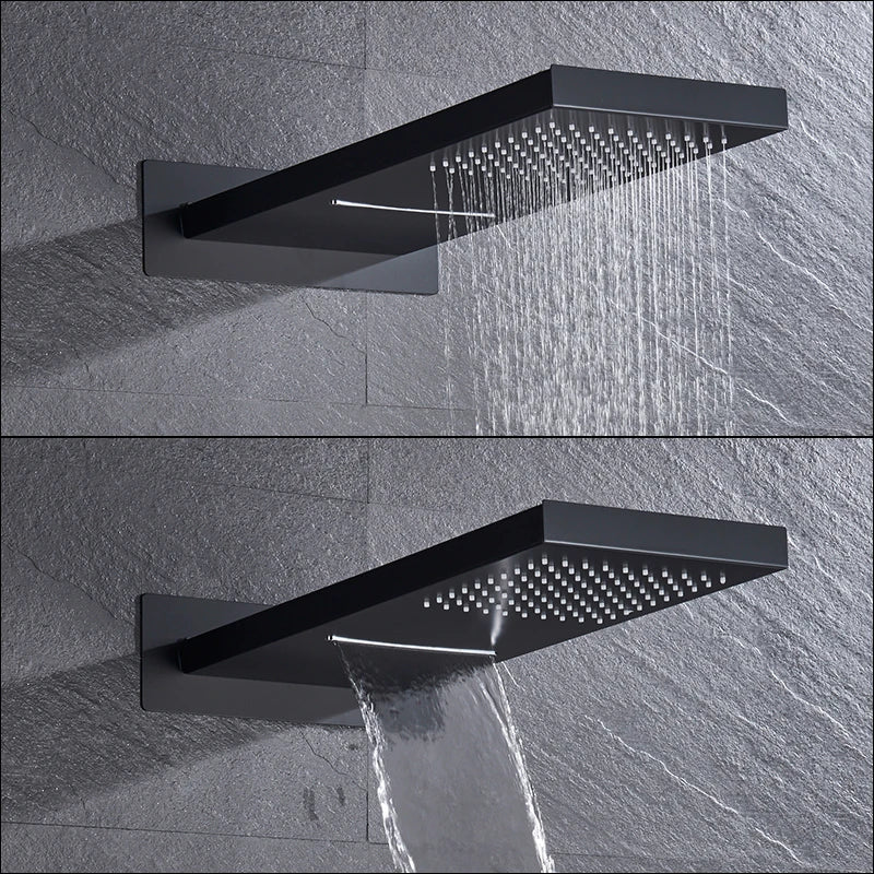 Rain Waterfall Shower Head With 3-way Thermostatic Mixer Tap
