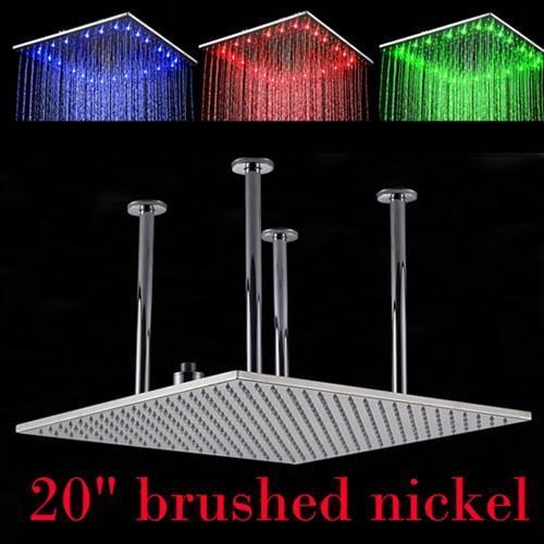Ceiling Mounted Square Shaped Big Rainfall Type Shower Head With LED Lights