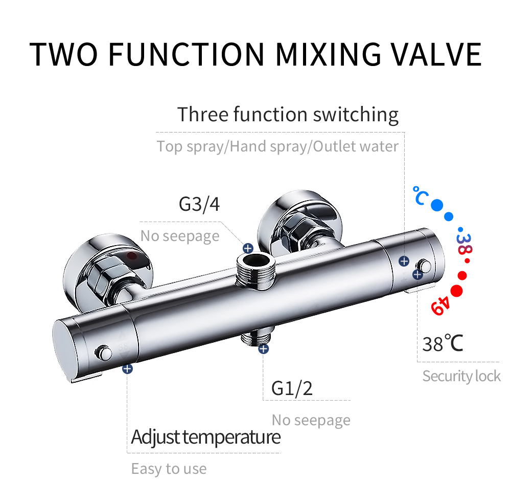 Bathroom Shower Mixer Brass Thermostatic Shower Faucet Water Mixer