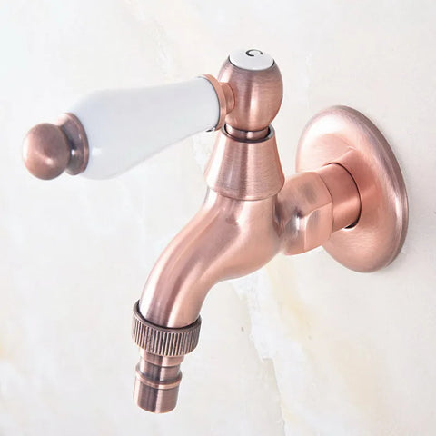 Antique Red Copper Wall Mounted Laundry Garden Washing Machine Faucet
