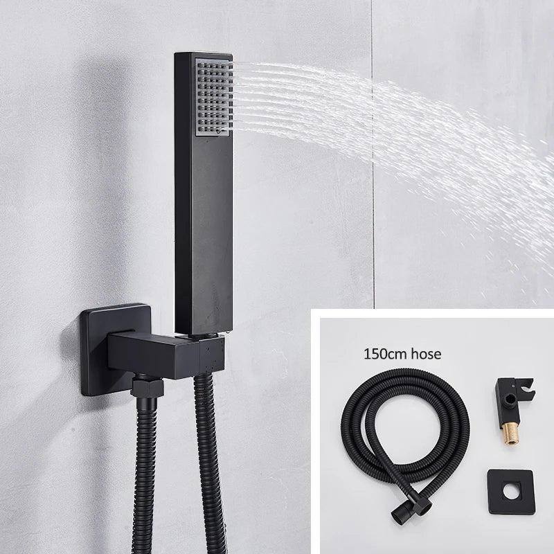 Rain Waterfall Shower Head With 3-way Thermostatic Mixer Tap
