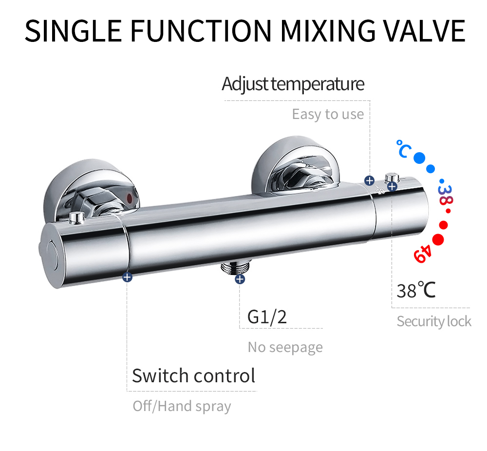 Bathroom Shower Mixer Brass Thermostatic Shower Faucet Water Mixer