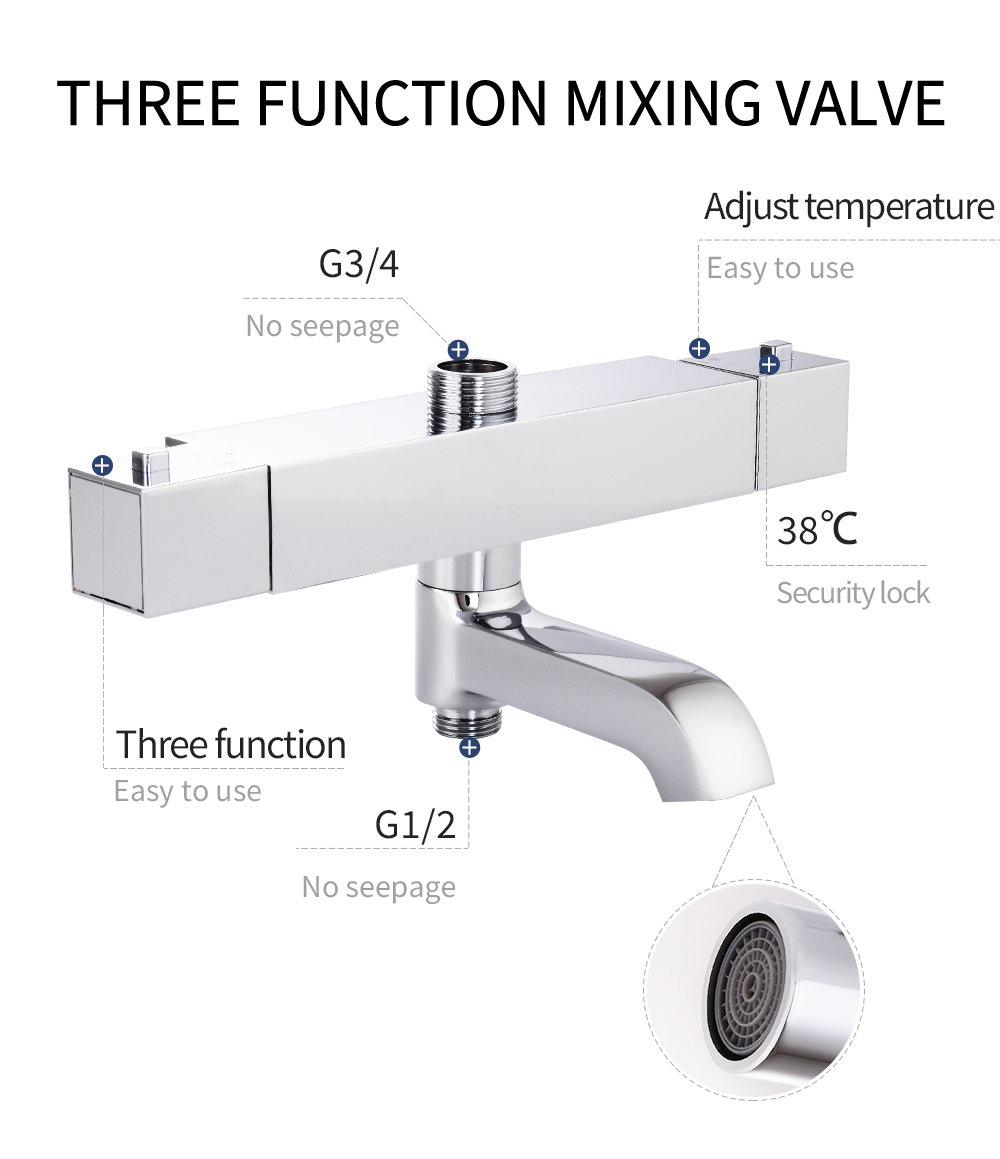 Bathroom Shower Mixer Brass Thermostatic Shower Faucet Water Mixer