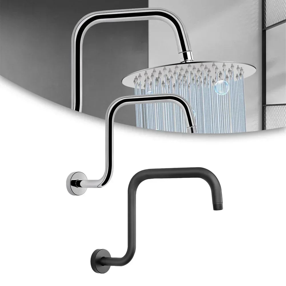 In-wall Shower Bracket With Flange Ceiling Mount Shower Head Extension-Shower Arm & Bar-Index Bath-Black-Index Bath