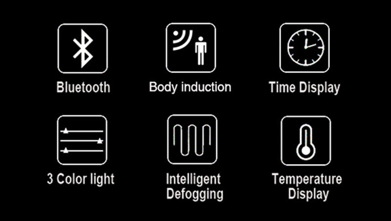 Rectangle Bluetooth Smart Bathroom Makeup Mirror With LED Light